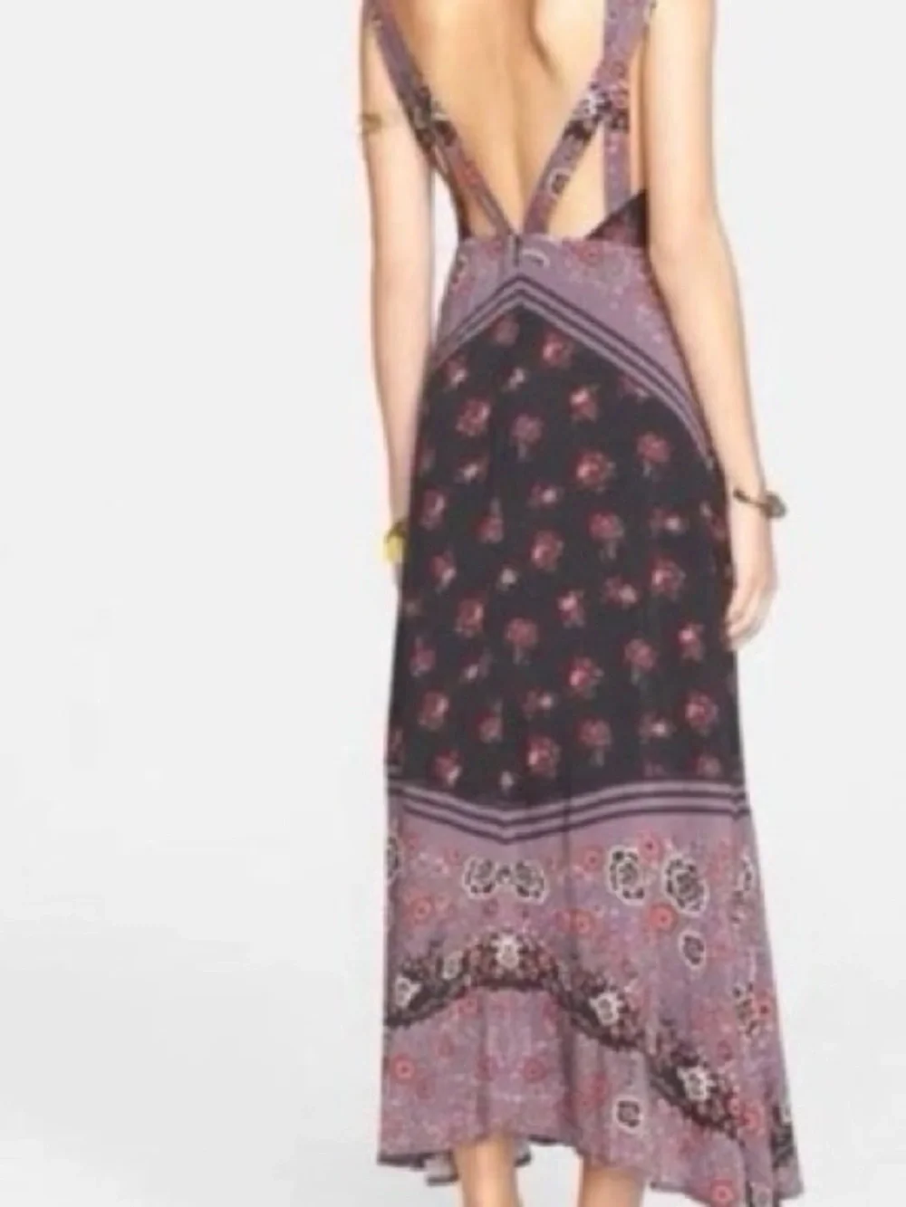 Free People Purple and Black Floral Maxi Dress